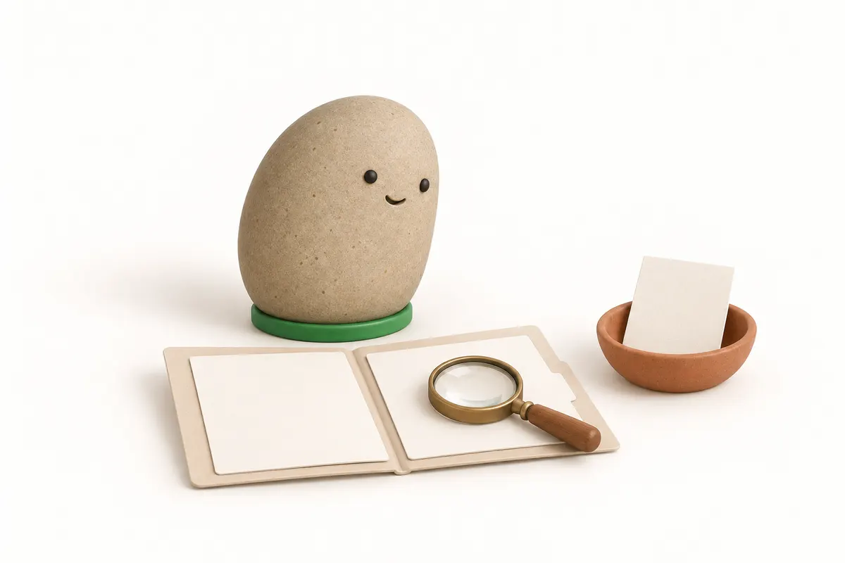 Une figurine d’audit sable, un dossier ouvert, une loupe et une pièce séparée pour la revue.